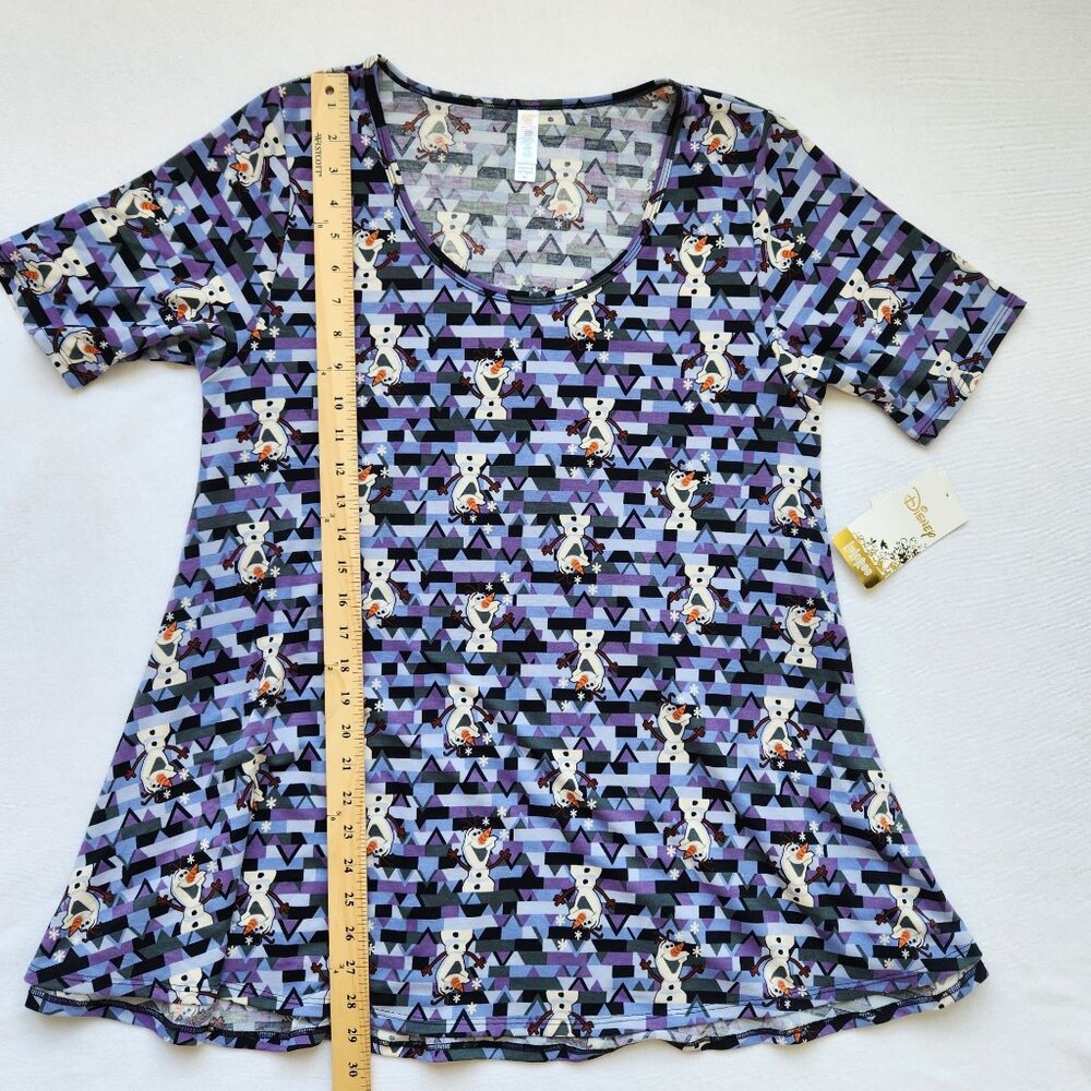 Disney Frozen Olaf Tunic Top Swing Tee Purple Blue Geometric Print Cute Comfy M - Picture 9 of 9